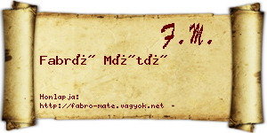Fabró Máté névjegykártya